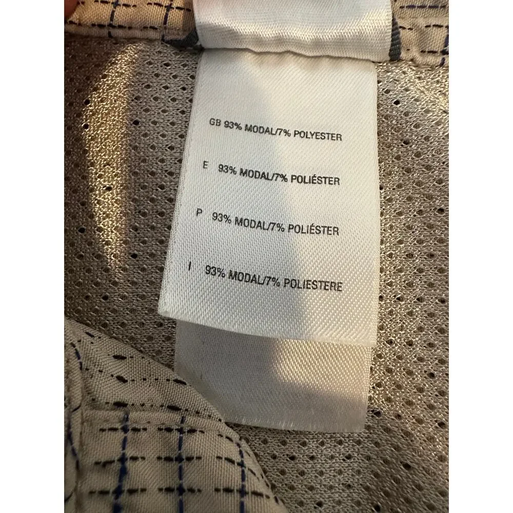 The North Face Men's Medium Short Sleeve Button Down Shirt Beige Check Pattern